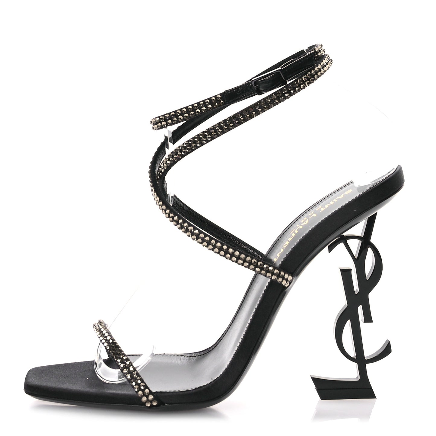 Satin Crystal Opyum Sandals 37 Black