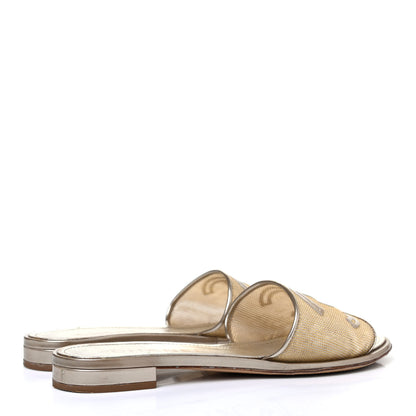 Chanel Glitter Mesh Patent Calfskin CC Sandal Mule 39 Gold 3 of 4