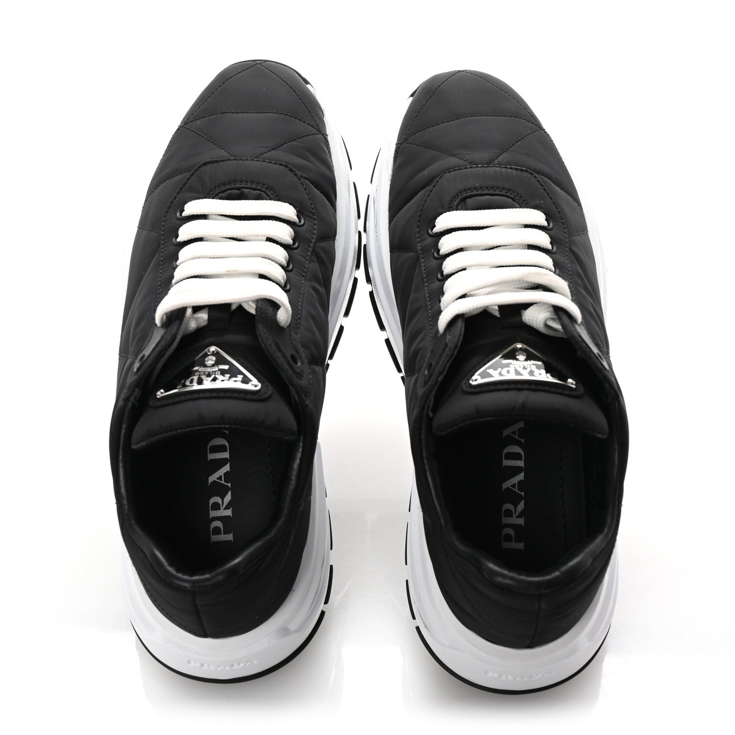 Re-Nylon Piuma Metal Triangle Logo Quilted 45mm Sneakers 40 Black