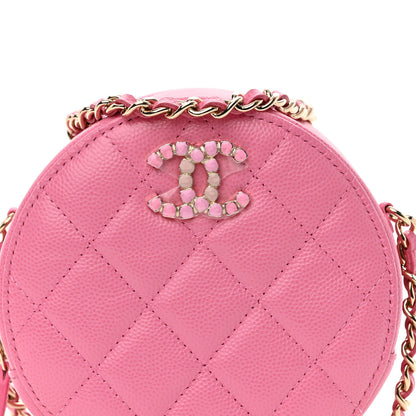 Chanel Caviar Quilted Gripoix CC Round Clutch With Chain Pink 7 of 10