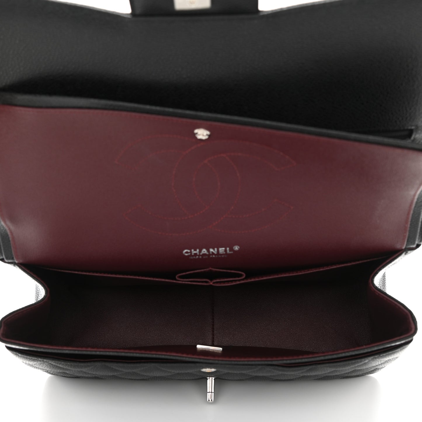 Caviar Quilted Jumbo Double Flap Black