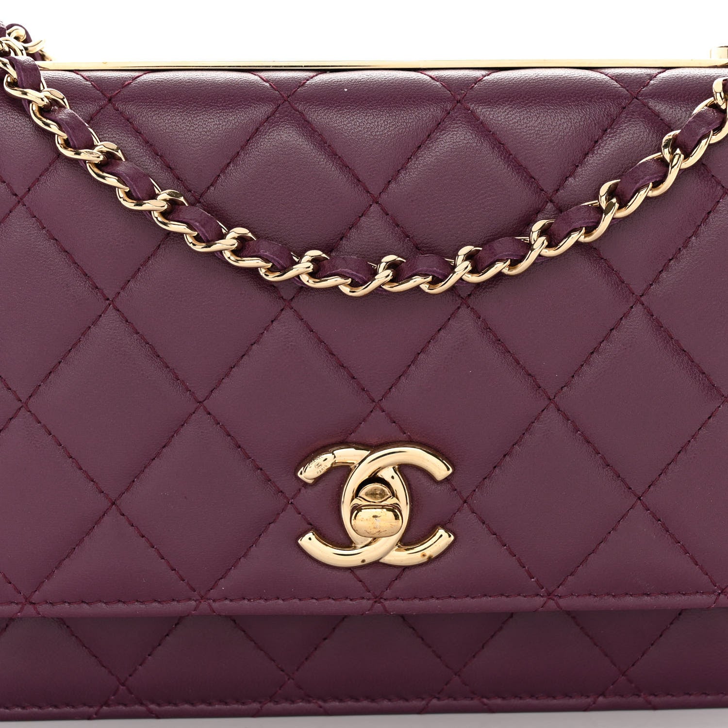 Chanel Lambskin Quilted Trendy CC Wallet On Chain WOC Purple 9 of 13
