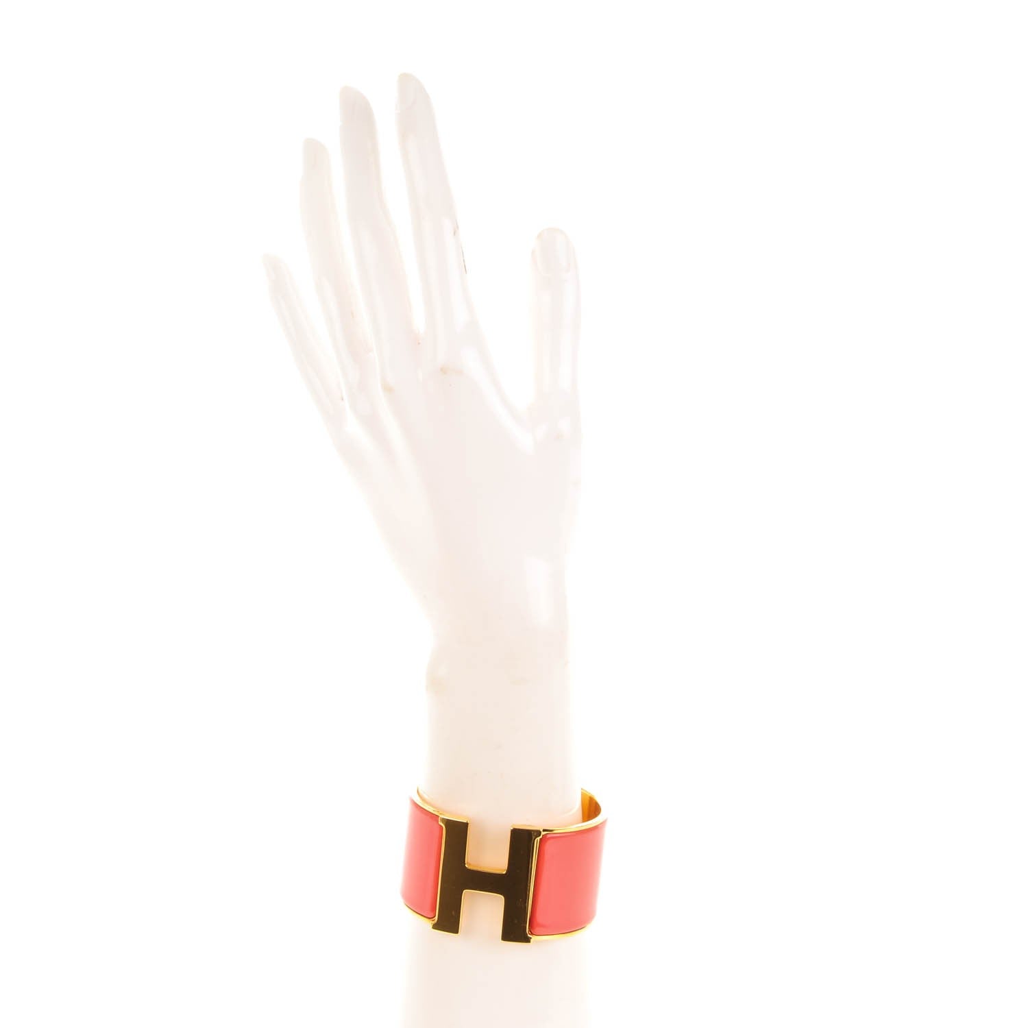 Hermes Enamel Extra Wide Clic Clac H Bracelet Rouge Corail 2 of 6