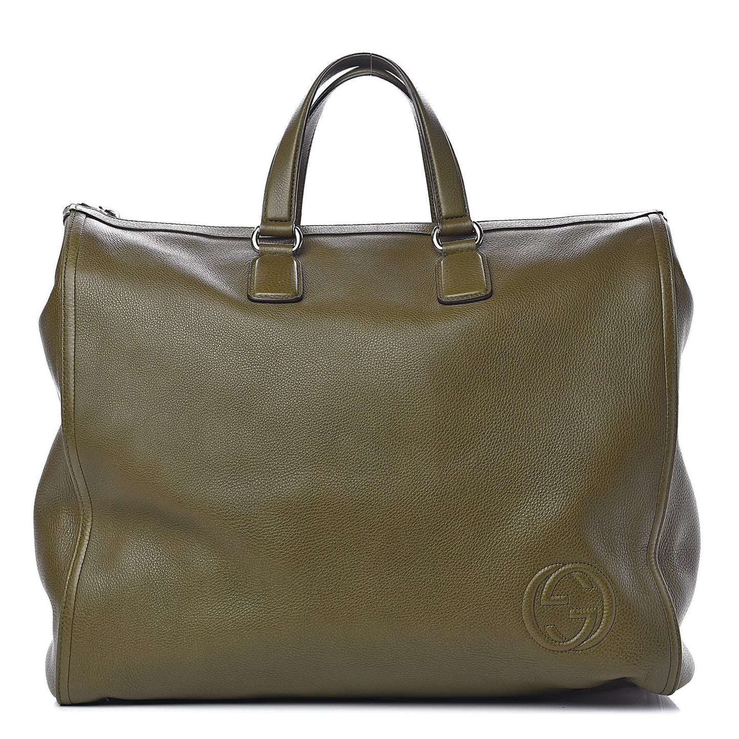 Pebbled Calfskin Tote Dark Green