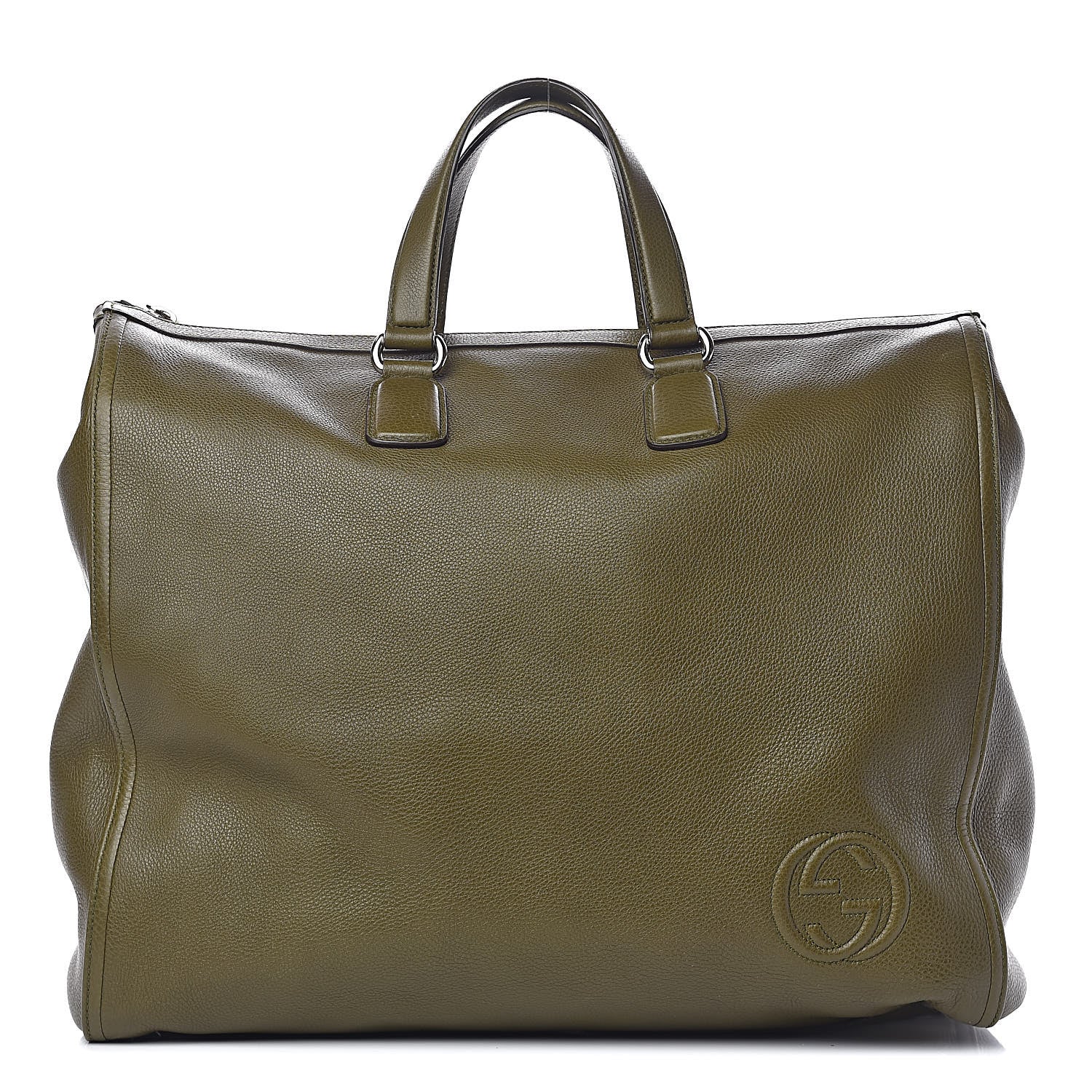 Gucci Pebbled Calfskin Tote Dark Green 1 of 15