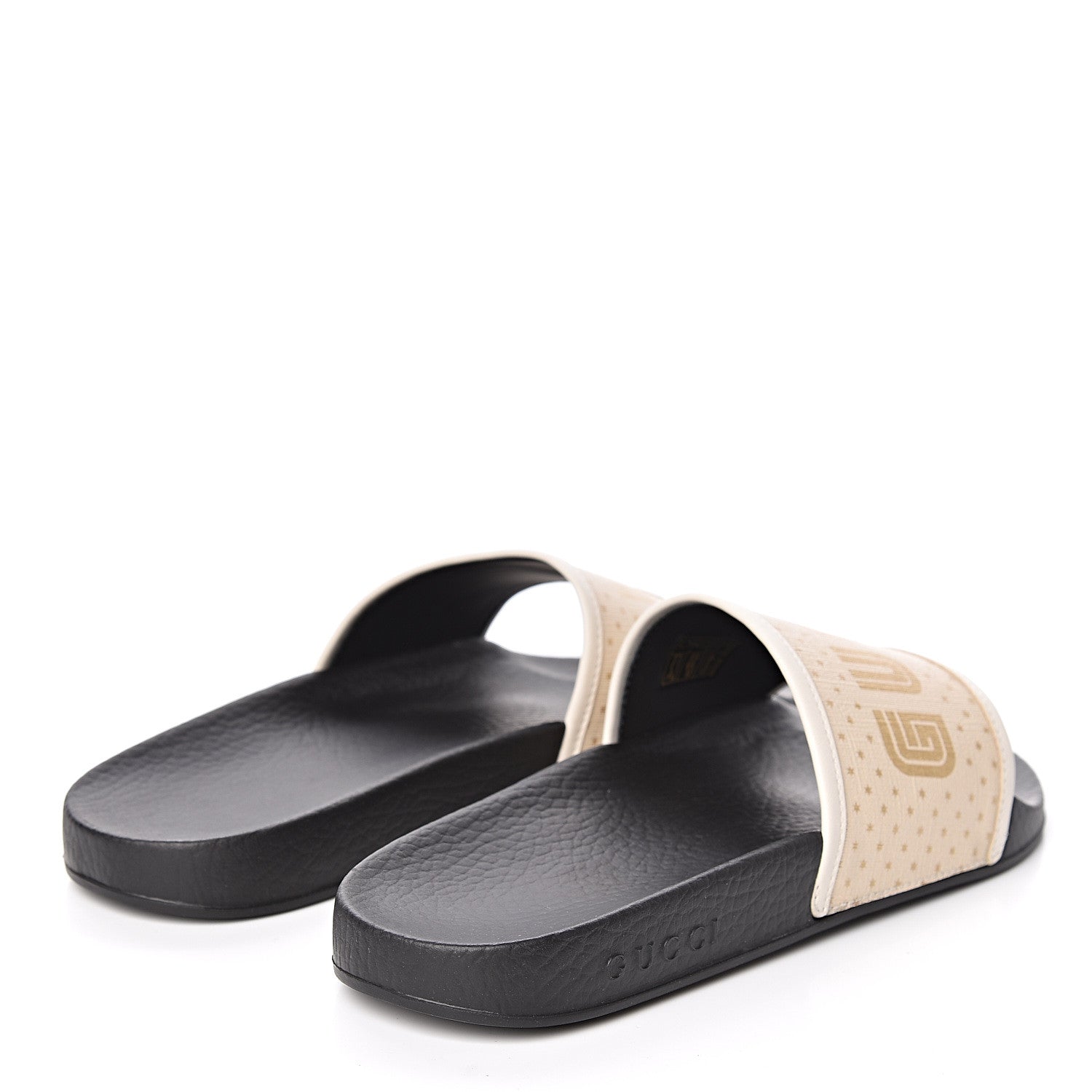 Gucci X SEGA Supreme Canvas GUCCY Stars Womens Slide Sandals 39 Mystic White Gold 4 of 7