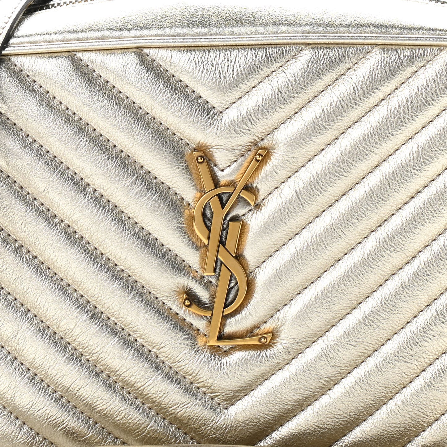 Metallic Calfskin Matelasse Monogram Lou Camera Bag Platino