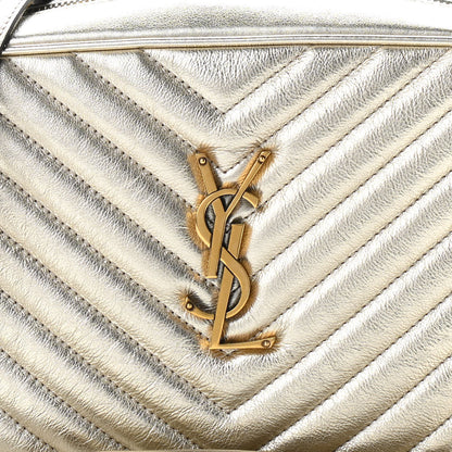 Saint Laurent Metallic Calfskin Matelasse Monogram Lou Camera Bag Platino 8 of 10