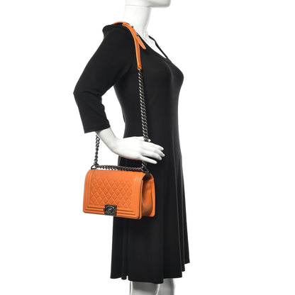 Chanel Lambskin Quilted Medium Boy Flap Orange 2 of 16