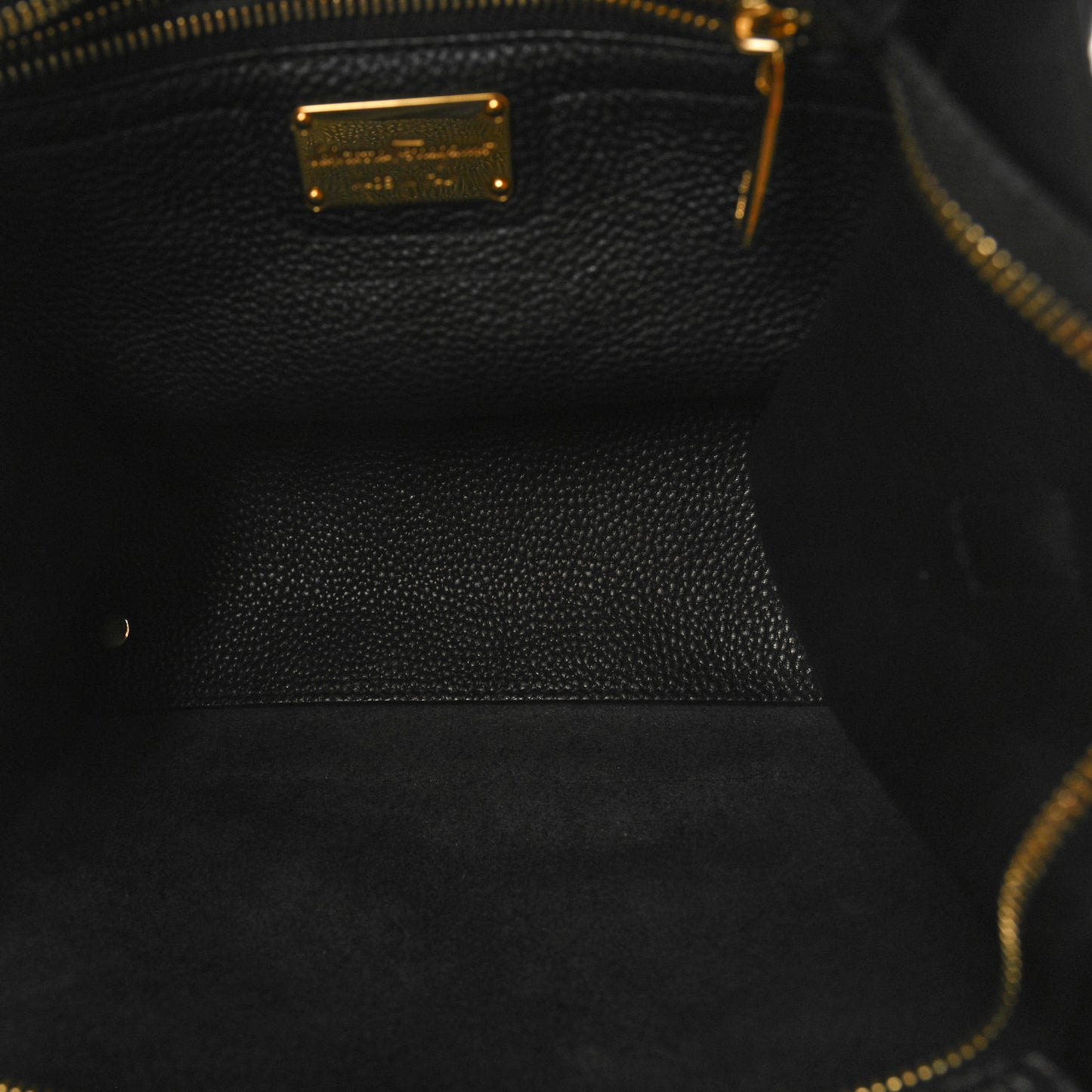 SALVATORE FERRAGAMO Hammered Calfskin Double Handle Small Amy Tote Black