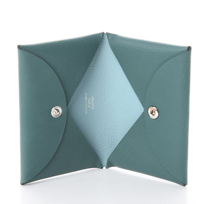 Hermes Evercolor Calvi Card Case Malachite Bleu Atoll 7 of 9