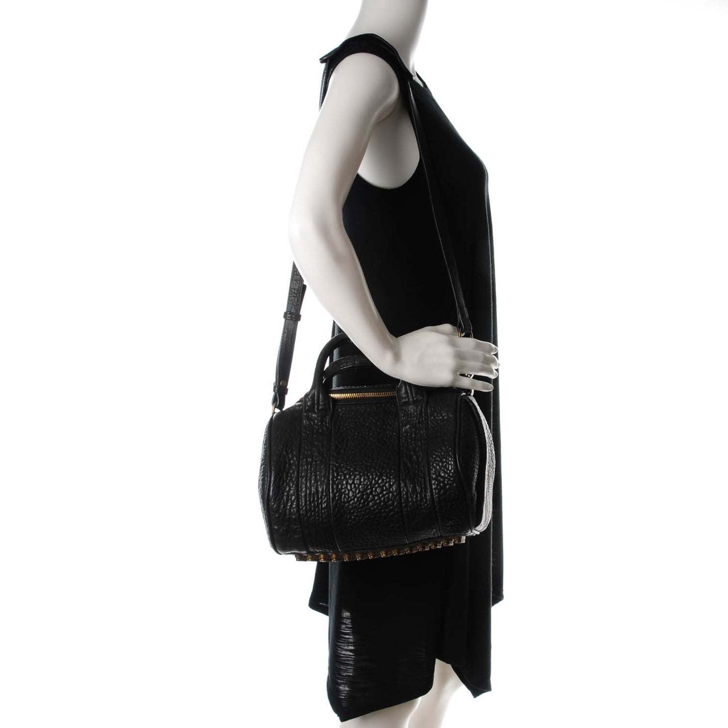 Pebbled Lambskin Rockie Black Antique Brass Hardware