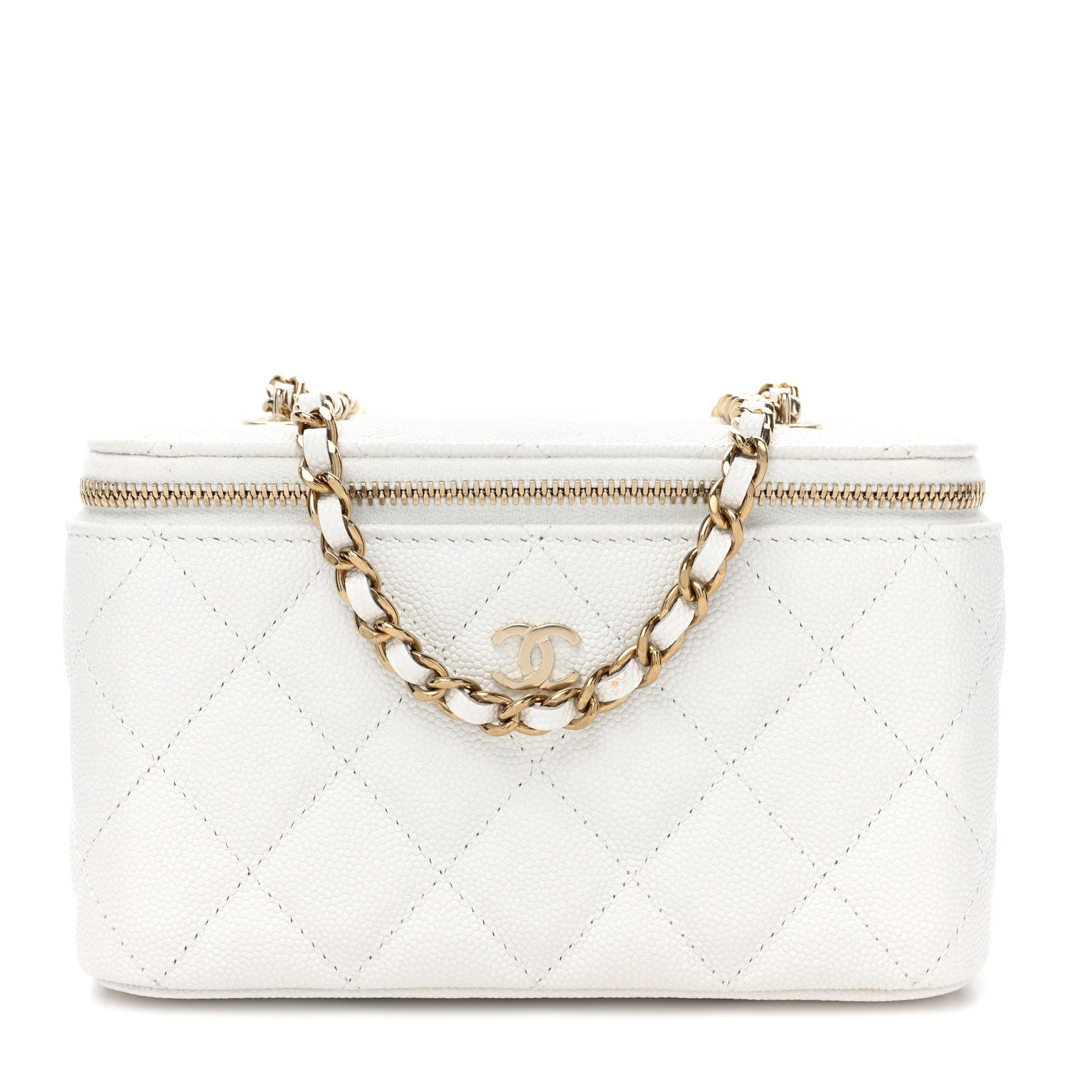Chanel Caviar Quilted Small Vanity Case With Chain White 1 of 9