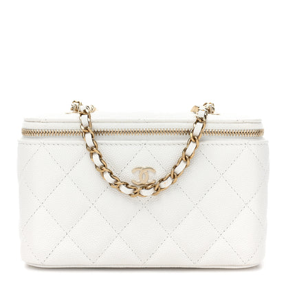Chanel Caviar Quilted Small Vanity Case With Chain White 1 of 9