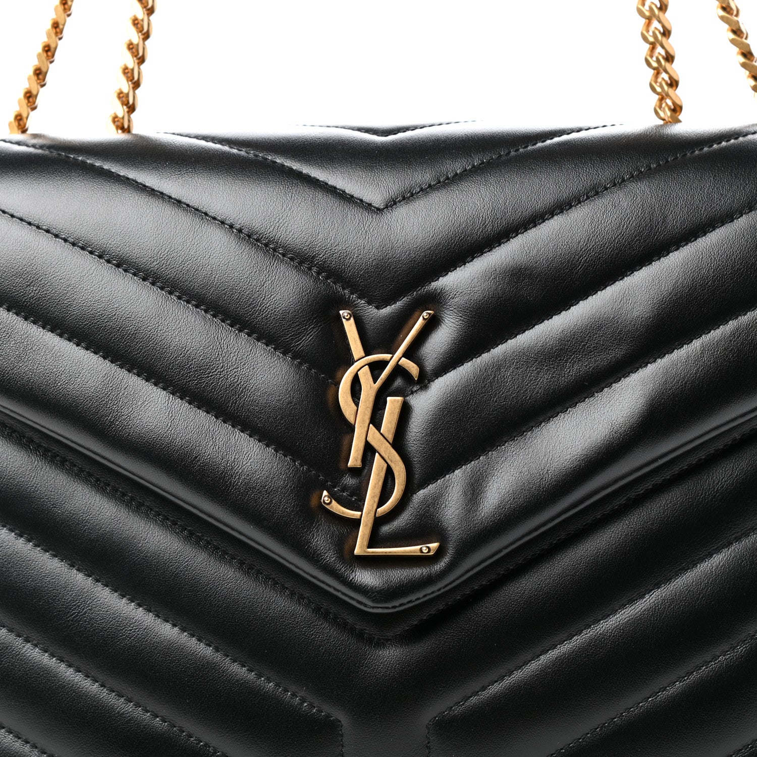Saint Laurent Calfskin Y Quilted Monogram Medium Loulou Chain Satchel Black 10 of 10