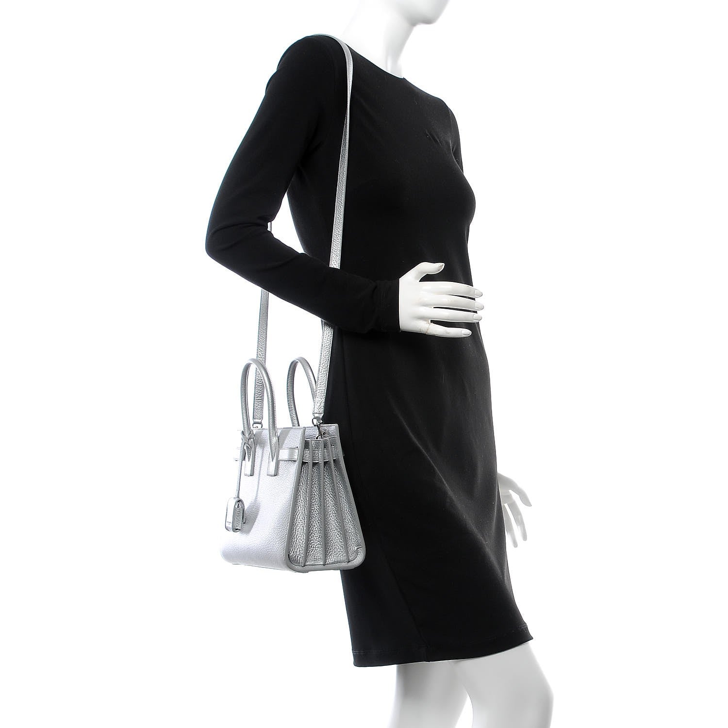 Saint Laurent Metallic Grained Calfskin Baby Sac De Jour Silver 2 of 9
