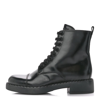 Prada Spazzolato Chocolate 50mm Combat Boots 40 Black 1 of 11