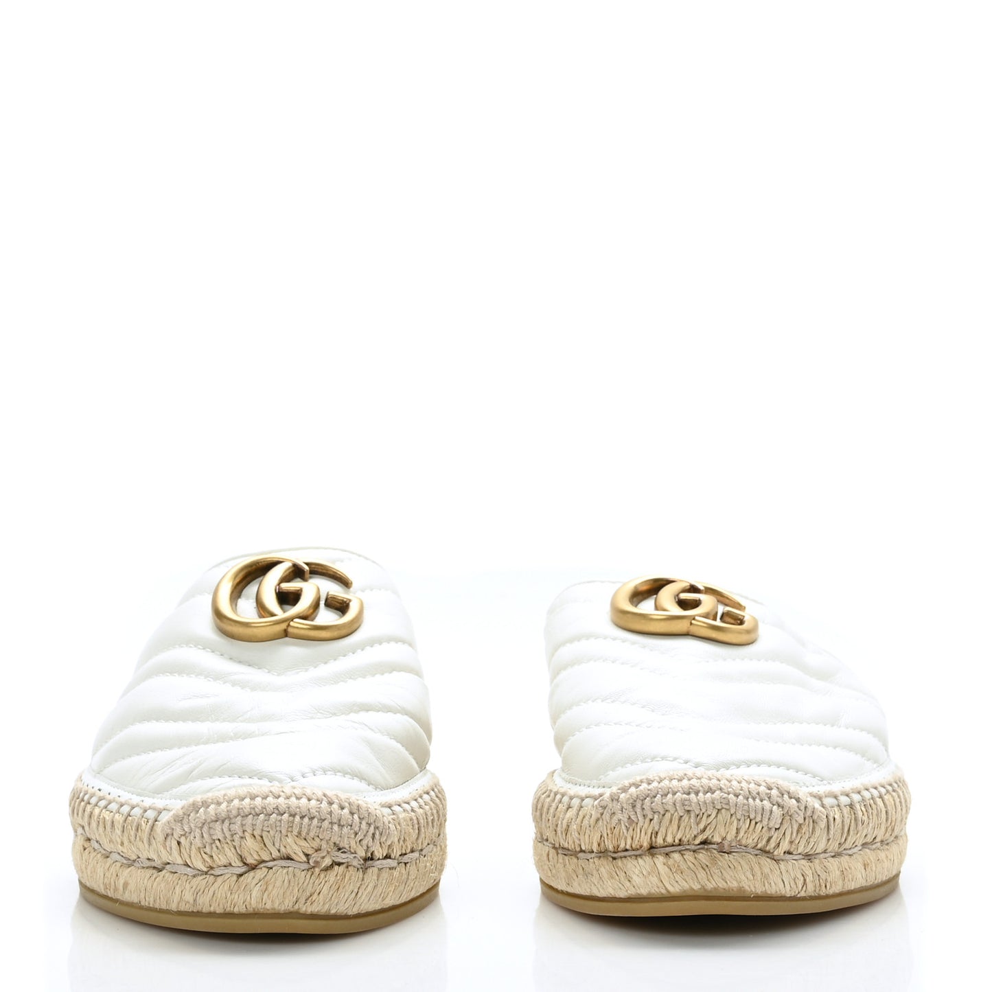 Nappa Matelasse GG Marmont Espadrille Slippers 38.5 Great White