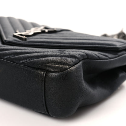 Saint Laurent Sheepskin Matelasse Chevron Monogram Medium College Bag Black 9 of 9