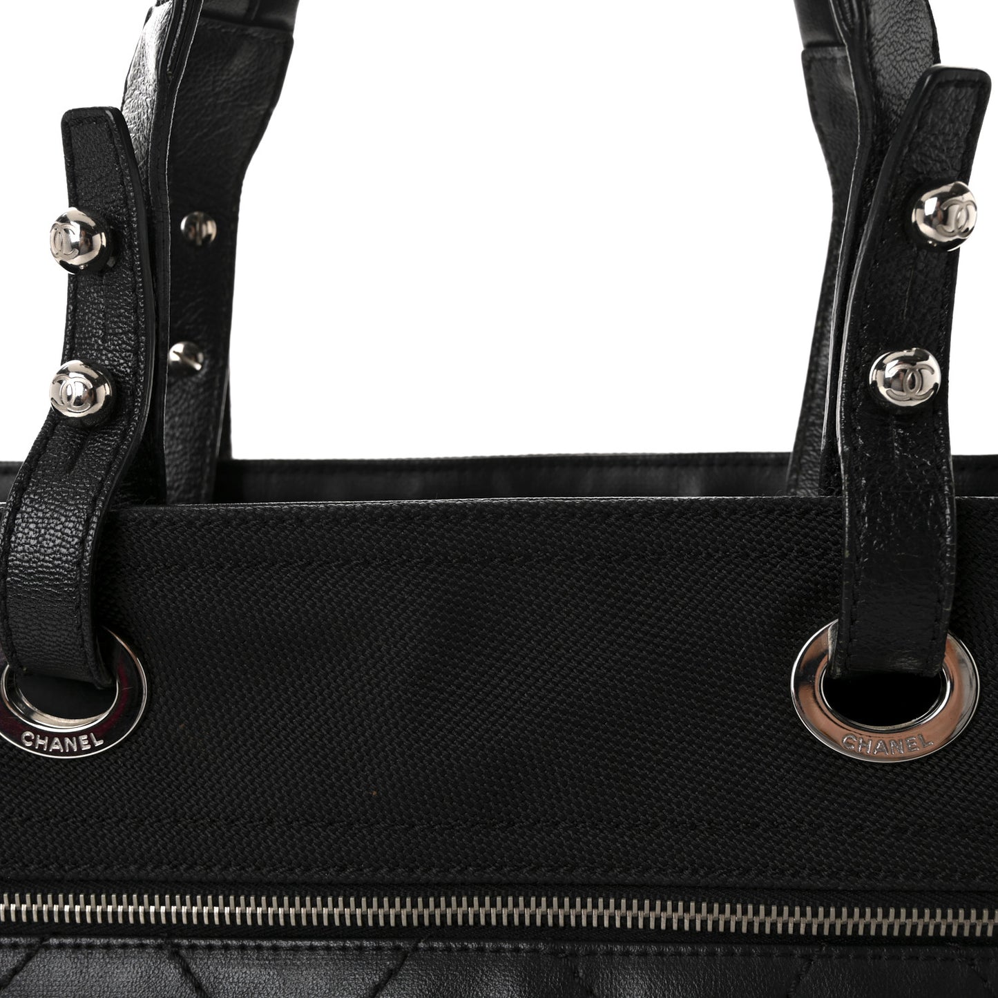 Coated Canvas Quilted Large Paris Biarritz Tote Black