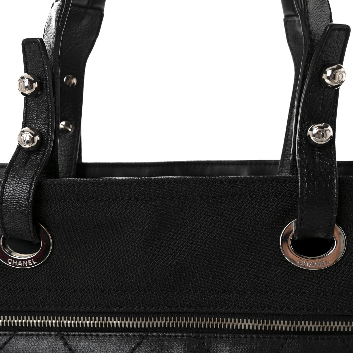 Chanel Coated Canvas Quilted Large Paris Biarritz Tote Black 8 of 10