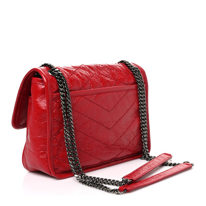 Saint Laurent Crinkled Calfskin Matelasse Monogram Baby Niki Chain Satchel Rouge Eros 2 of 10