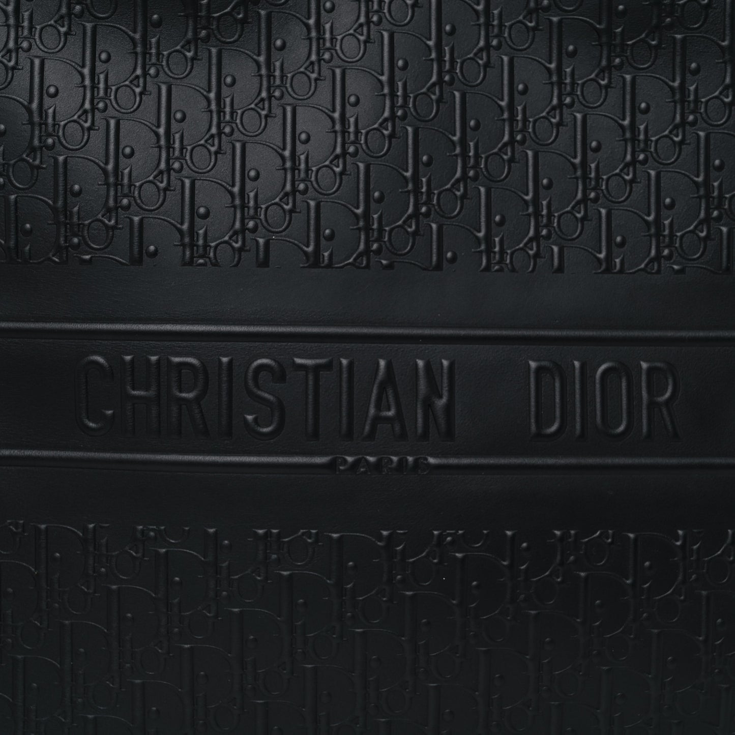 Oblique Calfskin Embossed Large Book Tote Black