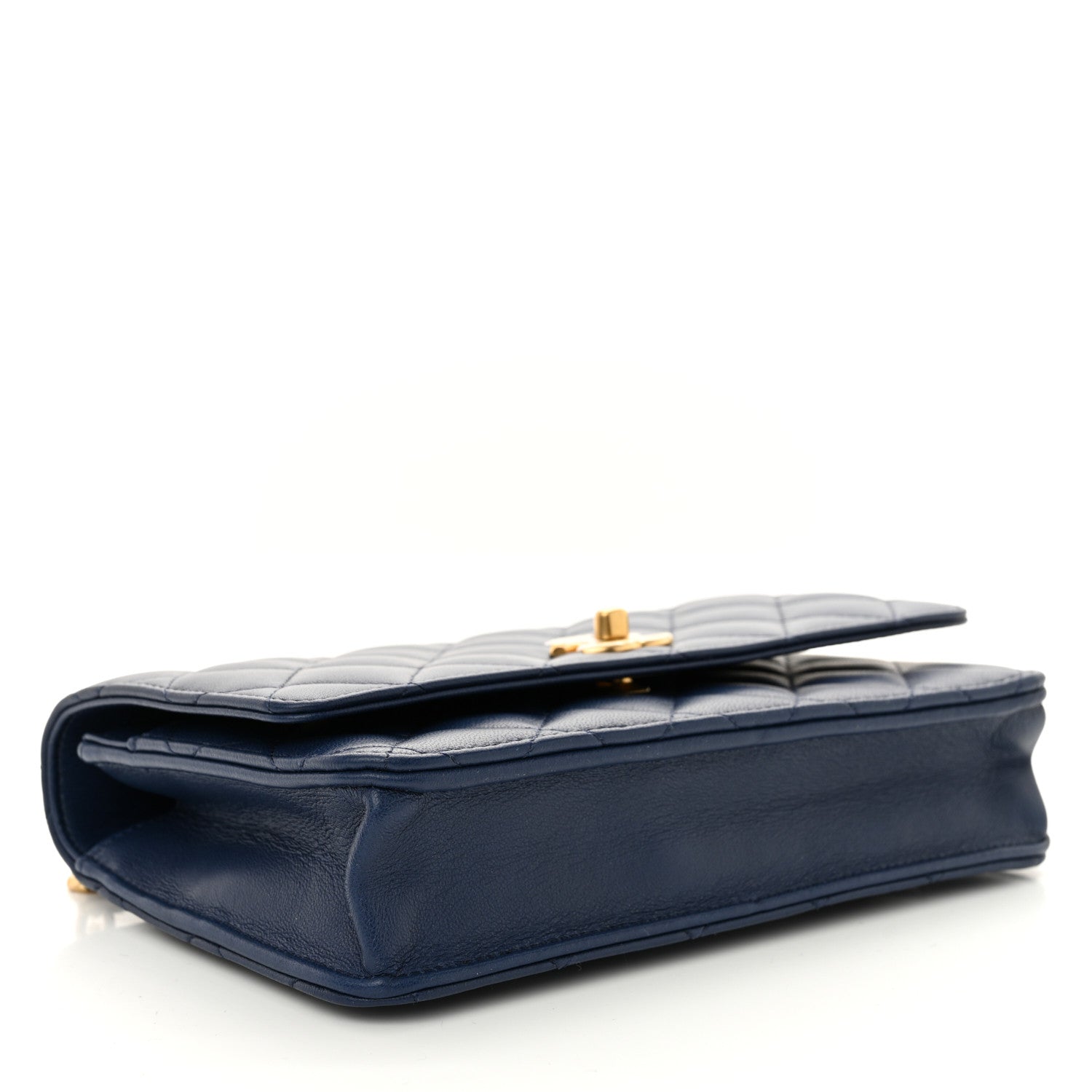 Chanel Lambskin Quilted Sweet Camellia Wallet On Chain WOC Navy Blue 4 of 11