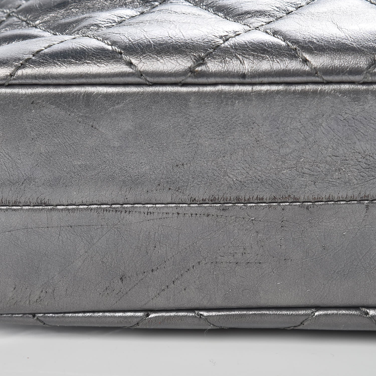 Chanel Metallic Aged Calfskin Quilted Briefcase Laptop Bag Grey 11 of 11