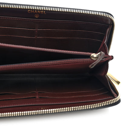 Chanel Lambskin Quilted Large Gusset Zip Around Wallet Black 5 of 7
