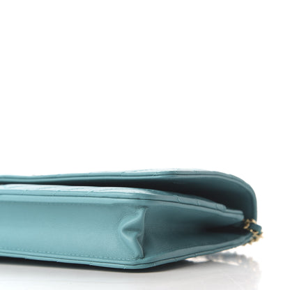 Chanel Lambskin Chevron Quilted Wallet On Chain WOC Turquoise 8 of 10
