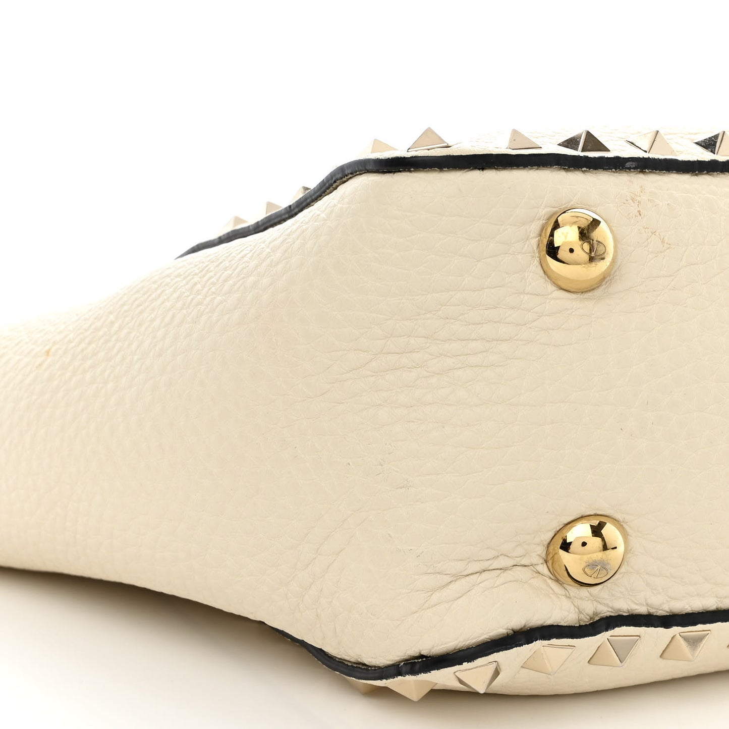 Pebbled Calfskin Mini Rockstud Tote Ivory