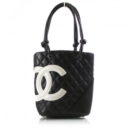 Chanel Calfskin Quilted Small Cambon Tote Black White 1 of 12