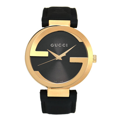 Gucci Stainless Steel Calfskin 42mm Interlocking G Quartz Watch Black 1 of 5