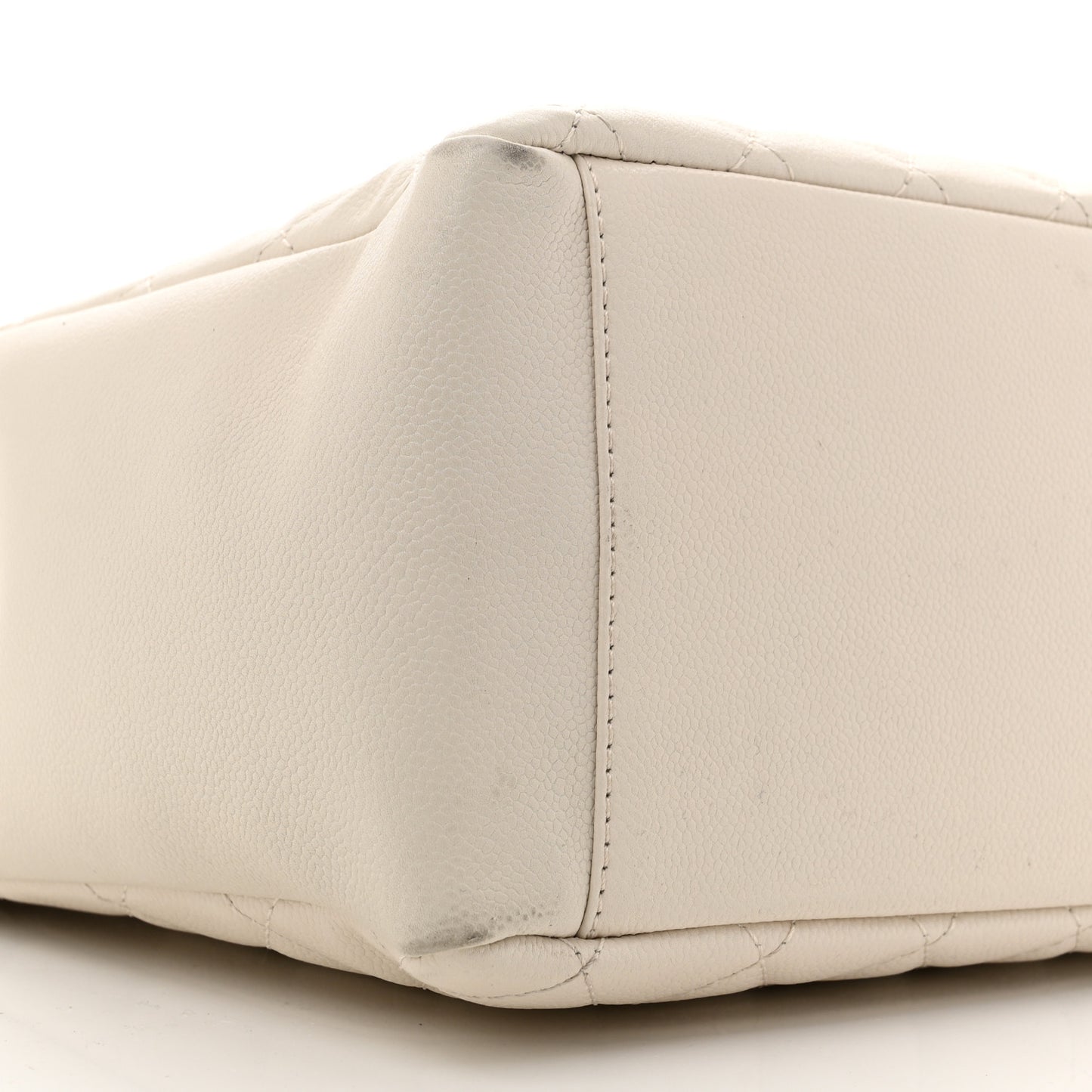 Caviar Quilted Grand Shopping Tote GST White