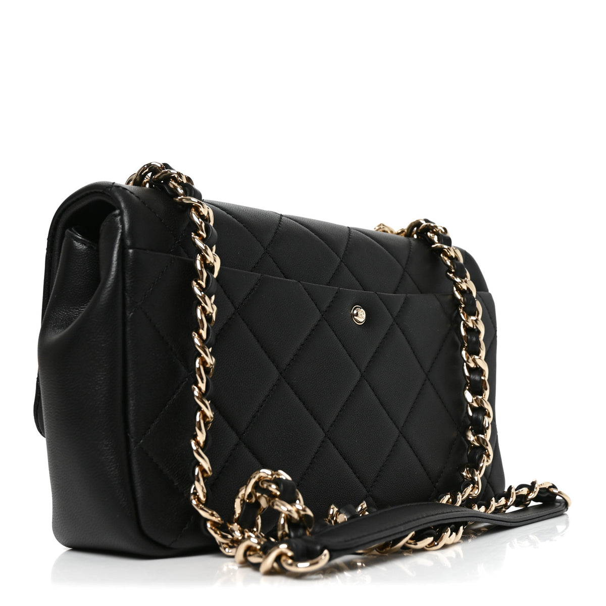Lambskin Quilted Resin Bi-Color Chain Flap Bag Black