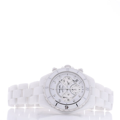 Chanel Stainless Steel Ceramic Diamond 41mm J12 Chronograph Automatic Watch White 3 of 6