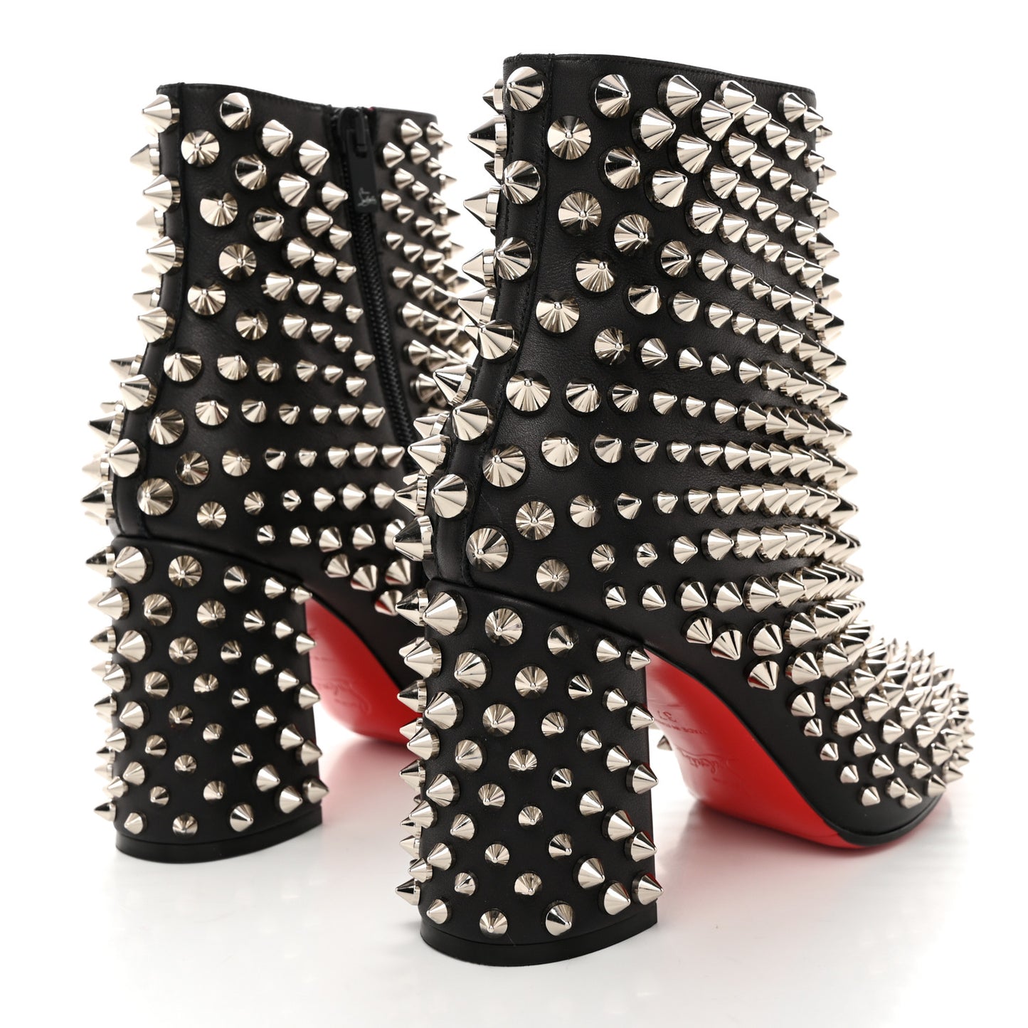 Calfskin Louise Capet Spikes 85 Boots 37 Black Silver
