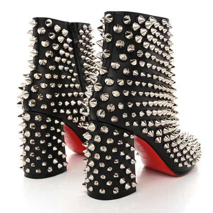 Christian Louboutin Calfskin Louise Capet Spikes 85 Boots 37 Black Silver 4 of 8