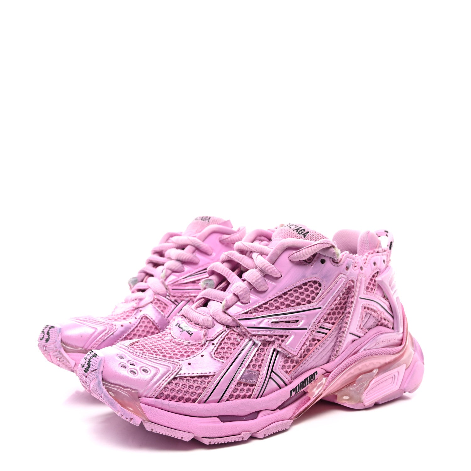 Balenciaga Mesh Rubber Distressed Womens Runner Sneakers 35 Pink 3 of 8