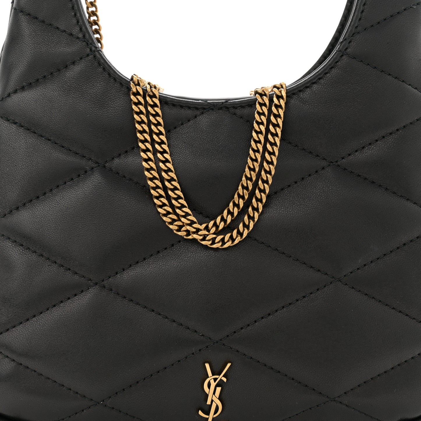 Lambskin Quilted Monogram Sade Hobo Black