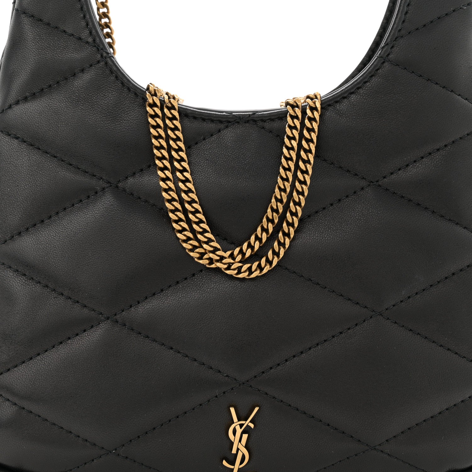 Saint Laurent Lambskin Quilted Monogram Sade Hobo Black 8 of 10