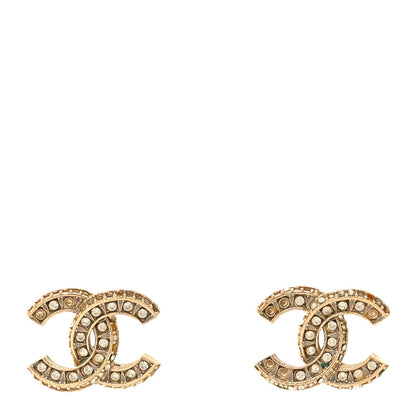 Chanel Crystal Timeless CC Earrings Light Gold 1 of 7