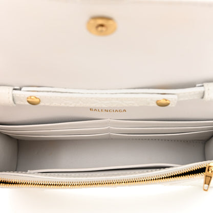 Balenciaga Shiny Calfskin Crocodile Embossed Hourglass Chain Bag White 5 of 9