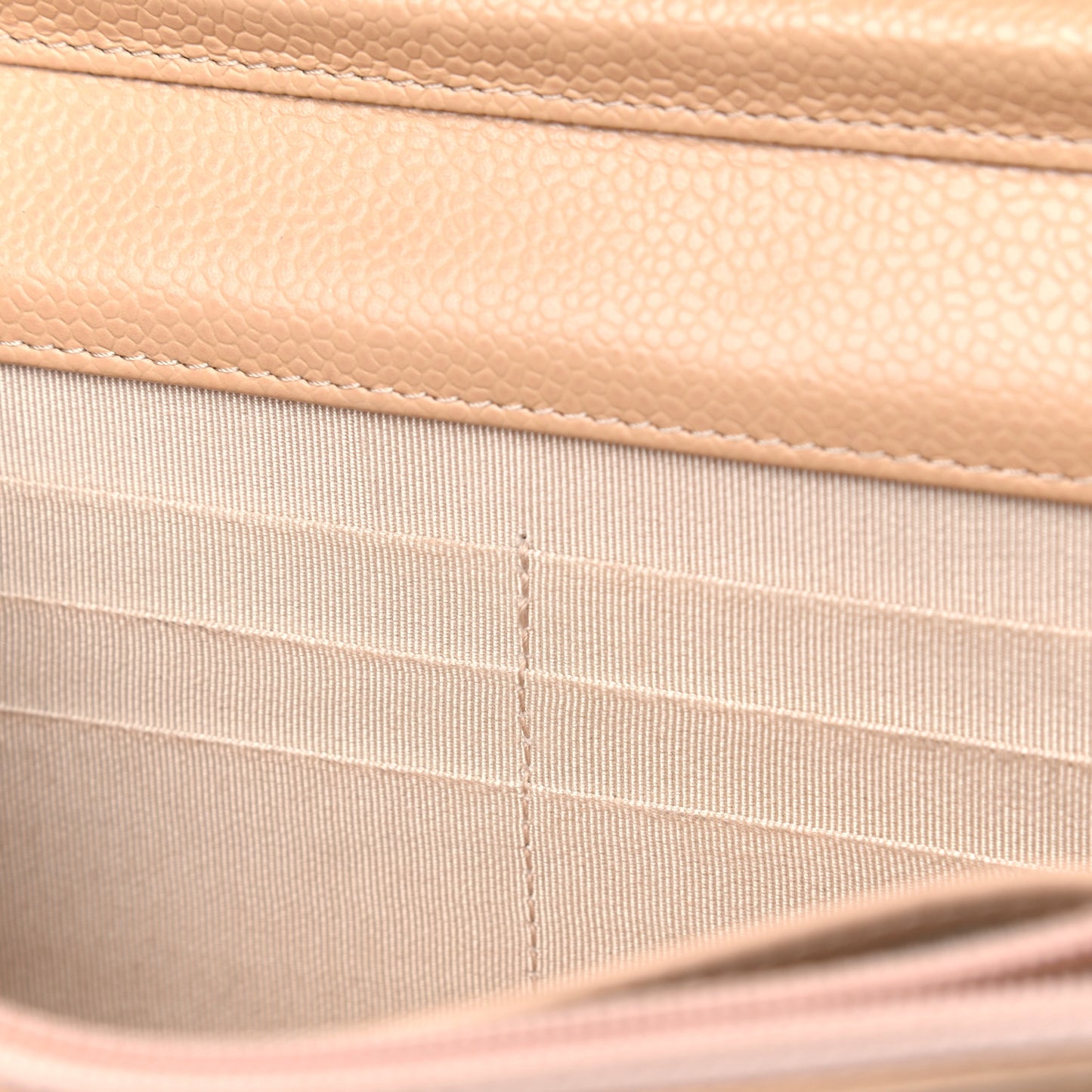 Caviar Quilted Wallet On Chain WOC Beige