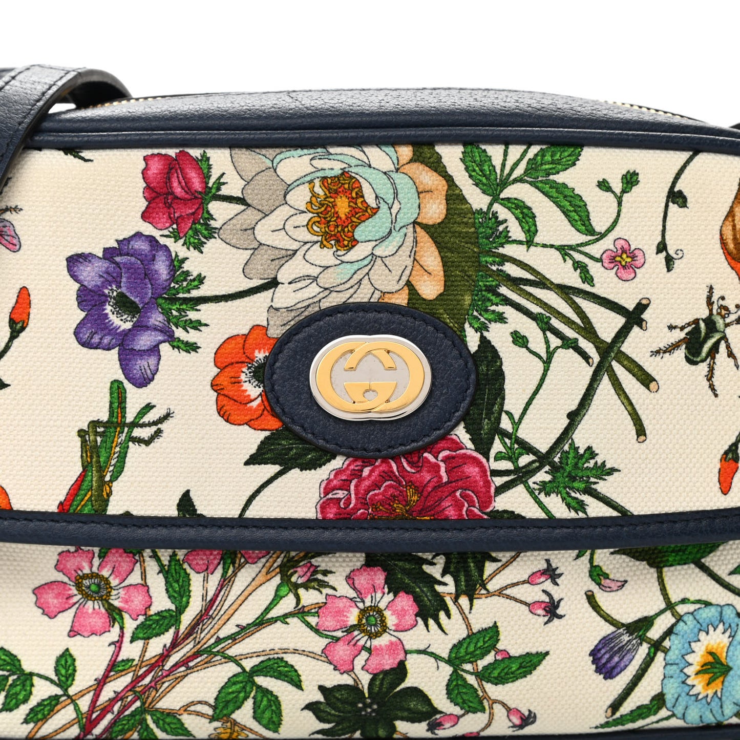 Canvas Flora Floral Shoulder Bag White Blue Agata Multicolor