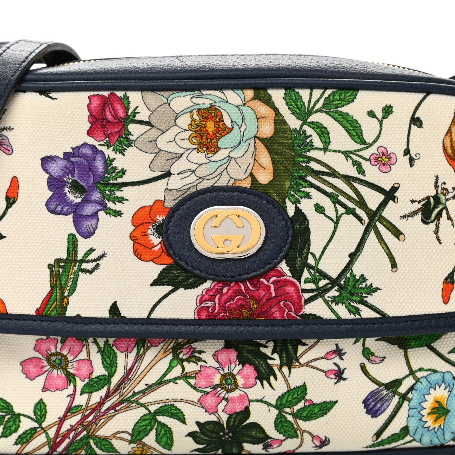 Gucci Canvas Flora Floral Shoulder Bag White Blue Agata Multicolor 8 of 11