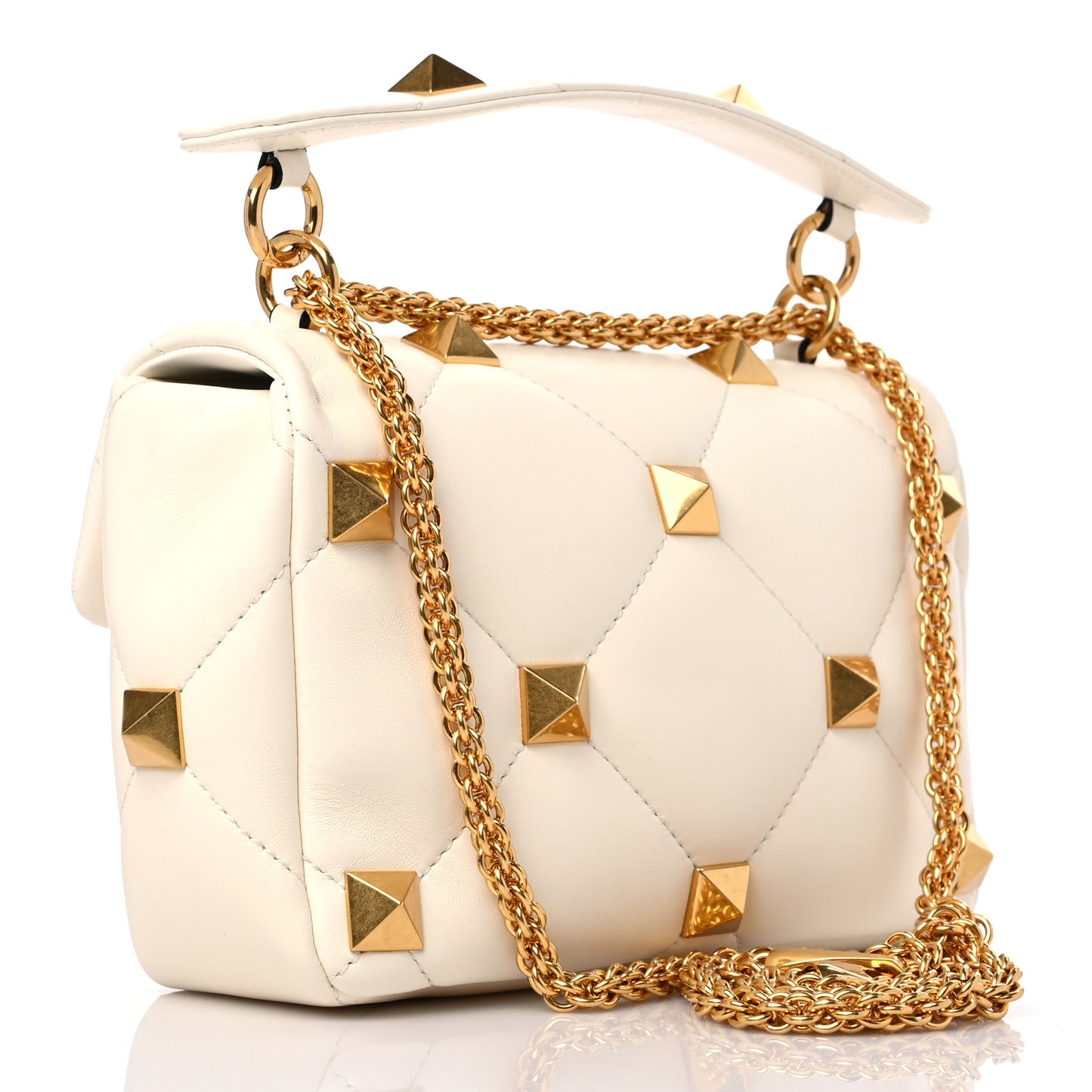 Nappa Large Roman Stud Shoulder Bag Ivory