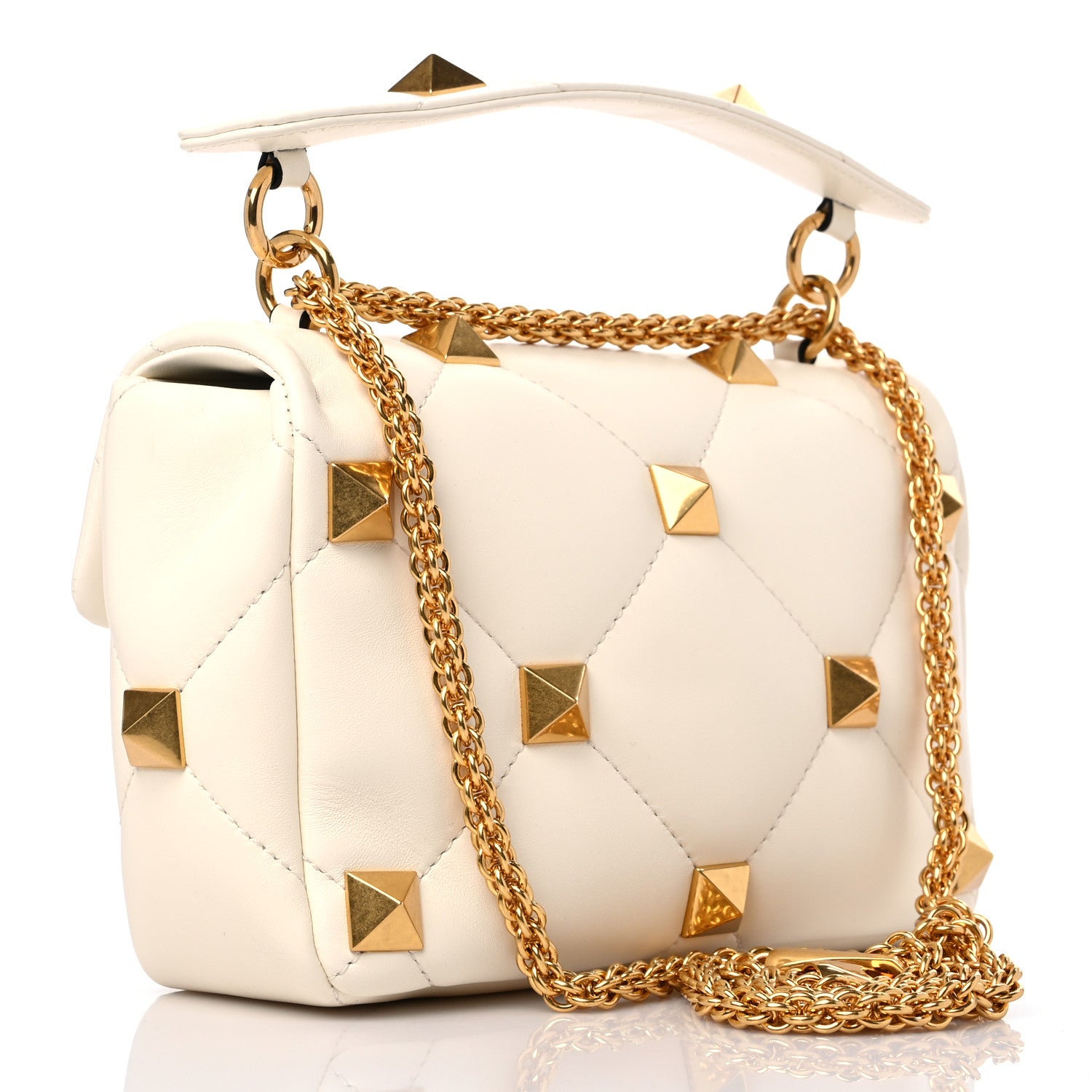 Valentino Garavani Nappa Large Roman Stud Shoulder Bag Ivory 3 of 8