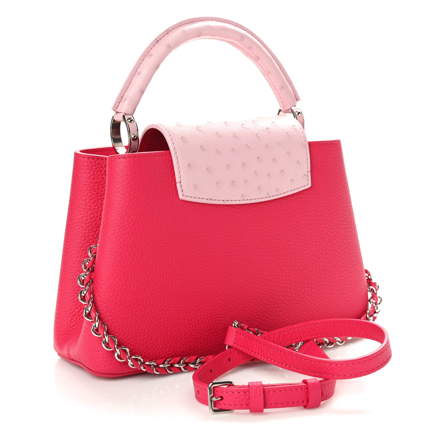 Louis Vuitton Taurillon Ostrich Capucines BB Magenta Calypso Pink 3 of 9